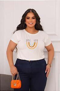 T-SHIRT PLUS SIZE SPREAD ARCO-IRIS DTF OFF WHITE XG