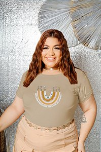 T-SHIRT PLUS SIZE SPREAD ARCO-IRIS DTF BEGE XG
