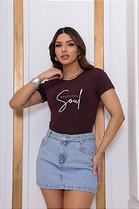 T-SHIRT SOUL BEAUTIFUL DTF MARSALA