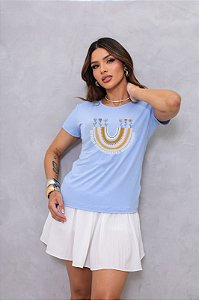 T-SHIRT SPREAD ARCO-IRIS DTF AZUL BEBÊ