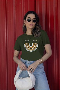 T-SHIRT SPREAD ARCO-IRIS DTF VERDE MILITAR