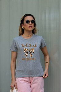 T-SHIRT LAÇO FEEL ANIMAL PRINT DTF CINZA