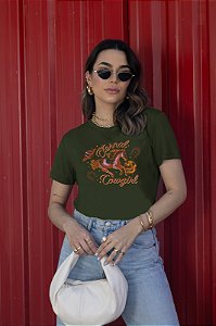 T-SHIRT CAVALO COWGIRL DTF VERDE MILITAR
