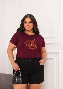T-SHIRT PLUS SIZE CAVALO COWGIRL DTF MARSALA XG