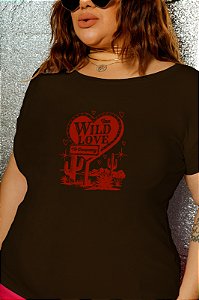 T-SHIRT PLUS SIZE CACTUS WILD LOVE DTF CHOCOLATE XG