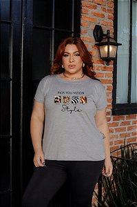 T-SHIRT PLUS SIZE PICK STYLE PRINT DTF CINZA XG