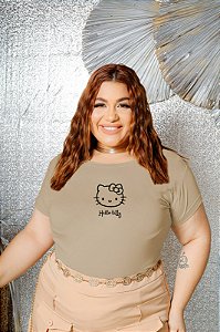 T-SHIRT PLUS SIZE HELLO KITTY DTF BEGE XG