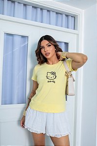 T-SHIRT HELLO KITTY DTF AMARELO BEBÊ