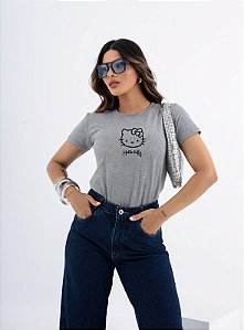 T-SHIRT HELLO KITTY DTF CINZA