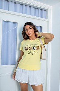 T-SHIRT PICK STYLE PRINT DTF AMARELO BEBÊ