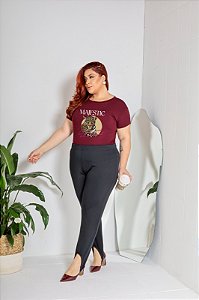 T-SHIRT PLUS SIZE MAJESTIC LEOPARD DTF MARSALA XG