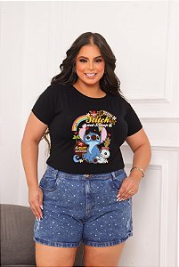 T-SHIRT PLUS SIZE STITCH ARCO-IRIS DTF XG