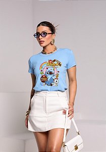 T-SHIRT STITCH ARCO-IRIS DTF AZUL BEBÊ