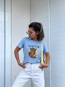 T-SHIRT MAJESTIC LEOPARD DTF AZUL BEBÊ