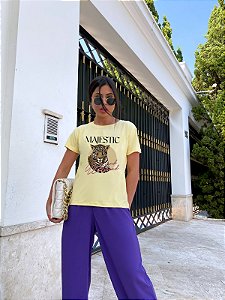 T-SHIRT MAJESTIC LEOPARD DTF AMARELO BEBÊ
