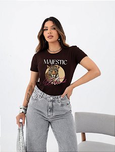 T-SHIRT MAJESTIC LEOPARD DTF CHOCOLATE