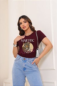 T-SHIRT MAJESTIC LEOPARD DTF MARSALA