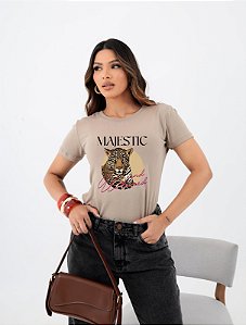 T-SHIRT MAJESTIC LEOPARD DTF BEGE