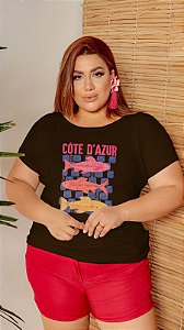 T-SHIRT PLUS SIZE PEIXES CÔTE A'ZUR DTF CHOCOLATE XG