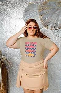 T-SHIRT PLUS SIZE PEIXES CÔTE A'ZUR DTF BEGE XG