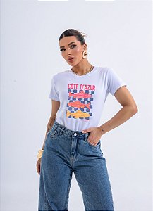 T-SHIRT PEIXES CÔTE A'ZUR DTF BRANCO
