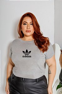 T-SHIRT PLUS SIZE ADIDAS DTF CINZA XG