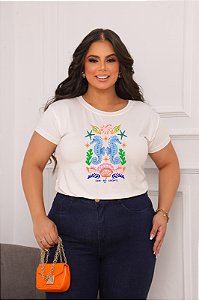 T-SHIRT PLUS SIZE CAVALO MARINHO SE O DTF OFF WHITE XG