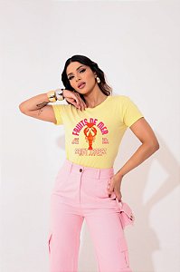T-SHIRT FRUITS DE MEAR LAGOSTA DTF AMARELO BEBÊ