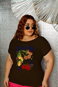 T-SHIRT PLUS SIZE FRUTAS FRESH GARDEN DTF CHOCOLATE XG