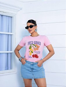 T-SHIRT FRUTAS FRESH GARDEN DTF ROSA BEBÊ