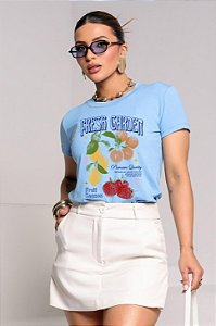 T-SHIRT FRUTAS FRESH GARDEN DTF AZUL BEBÊ