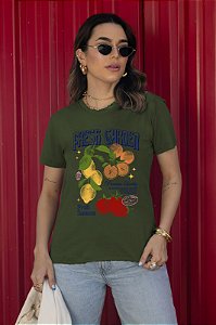 T-SHIRT FRUTAS FRESH GARDEN DTF VERDE MILITAR