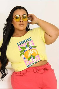 T-SHIRT PLUS SIZE LIMONE MIRTILLI DTF AMARELO BEBÊ XG