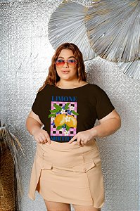 T-SHIRT PLUS SIZE LIMONE MIRTILLI DTF CHOCOLATE XG