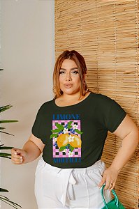 T-SHIRT PLUS SIZE LIMONE MIRTILLI DTF VERDE MILITAR XG