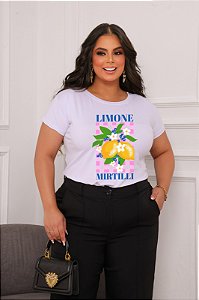T-SHIRT PLUS SIZE LIMONE MIRTILLI DTF BRANCO XG