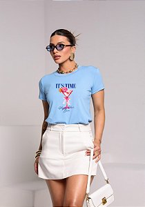 T-SHIRT IT'S TIME DRINK DTF AZUL BEBÊ