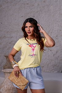 T-SHIRT IT'S TIME DRINK DTF AMARELO BEBÊ