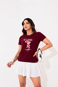 T-SHIRT IT'S TIME DRINK DTF MARSALA