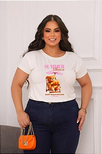 T-SHIRT PLUS SIZE URSO SUMMER SEASON DTF OFF WHITE XG