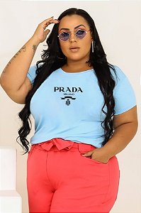 T-SHIRT PLUS SIZE PRADA DTF AZUL BEBÊ XG