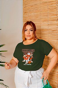 T-SHIRT PLUS SIZE CHICAGO LOONEY TUNES DTF VERDE MILITAR XG