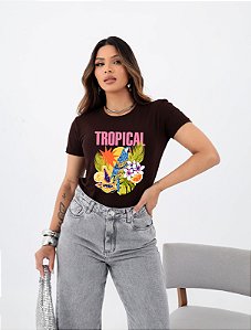 T-SHIRT ARARA TROPICAL DTF CHOCOLATE