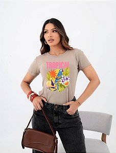 T-SHIRT ARARA TROPICAL DTF BEGE