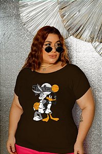 T-SHIRT PLUS SIZE PERNALONGA E PATOLINO DTF CHOCOLATE XG