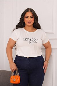 T-SHIRT PLUS SIZE LET'S GO GIRLS DTF OFF WHITE