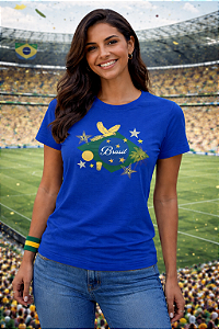 T-SHIRT BRASIL TROPICAL DTF AZUL ROYAL