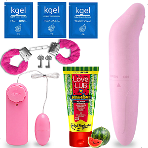 Kit SexShop Lubrificante+Algema+Vibrador Bullet+Golfinho Gel