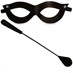Kit Tiazinha Máscara Chicote Festa Fantasia Carnaval  Preto