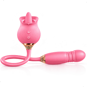 Vibrador Luxo Formato Rosa Lingua Estimula Clitóris Ponto G